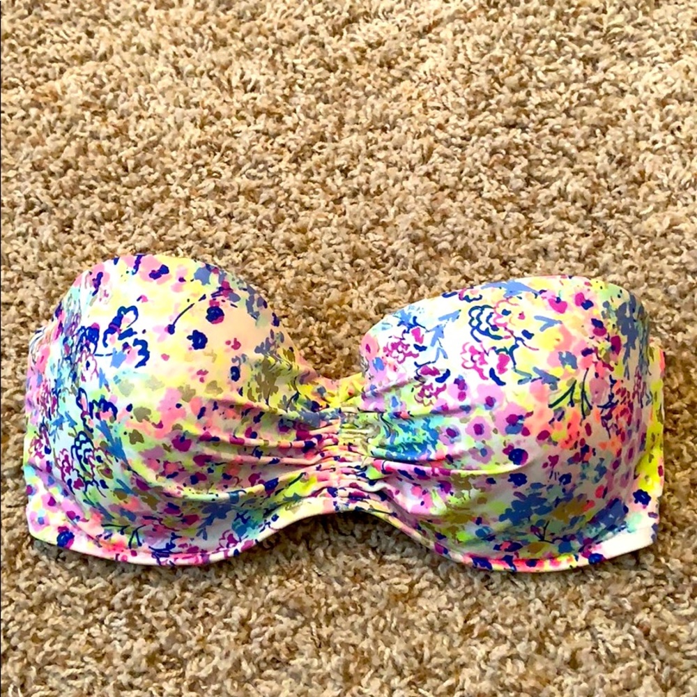 Victoria’s Secret floral/gold strapless bikini top